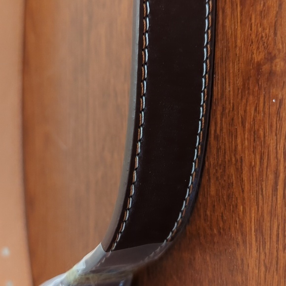 NWT LEBRA Brown Genuine Leather Belt with Silver Tone Buckle Size Medium 34-36 - Picture 4 of 6